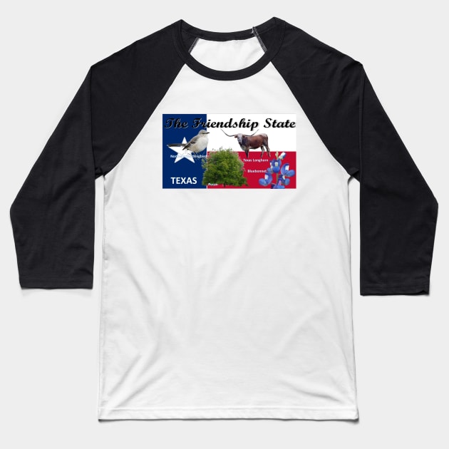 Texas State Flag and Symbols Baseball T-Shirt by Battlefoxx Living Earth